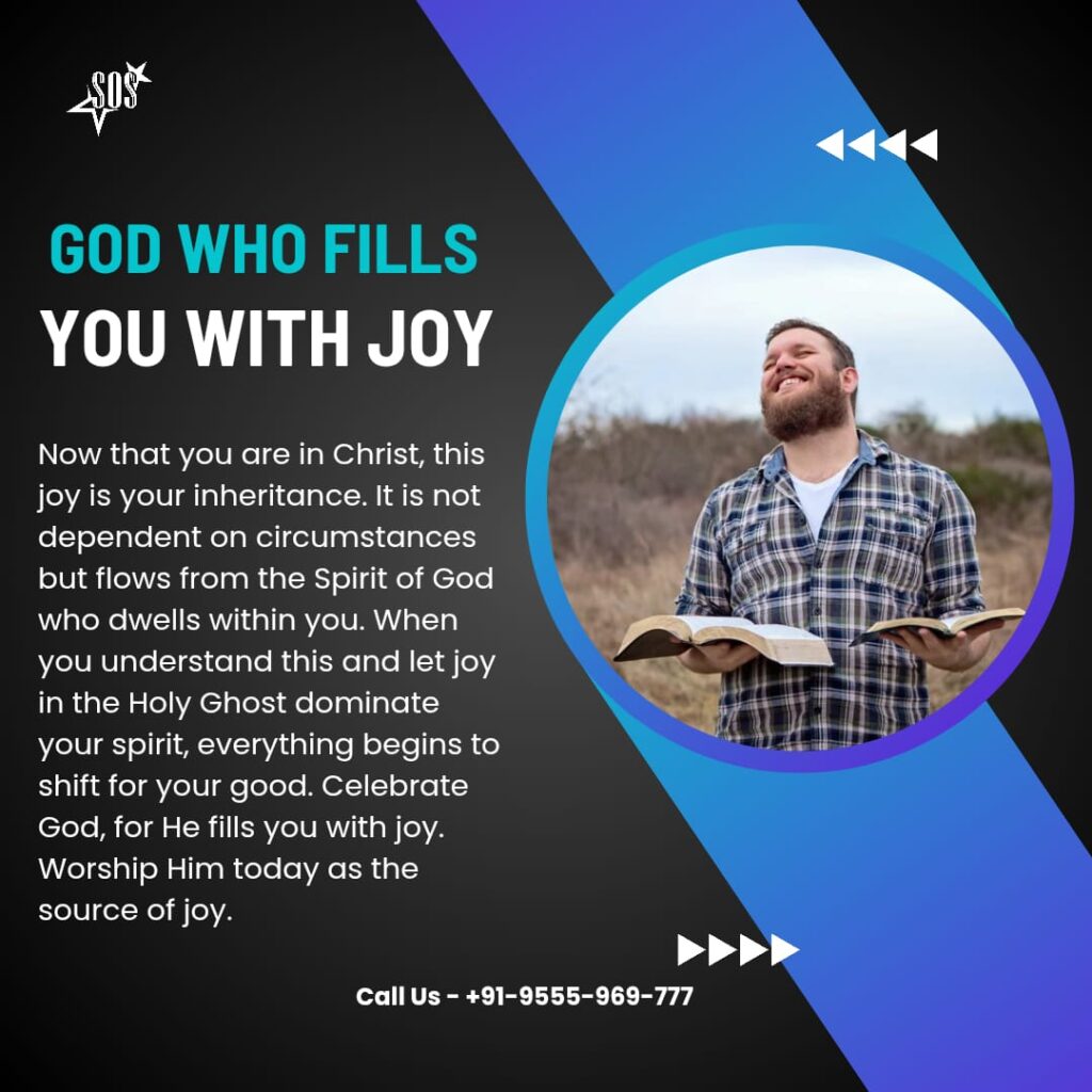 A joyful man worshipping with the Bible, experiencing the joy of the Holy Spirit