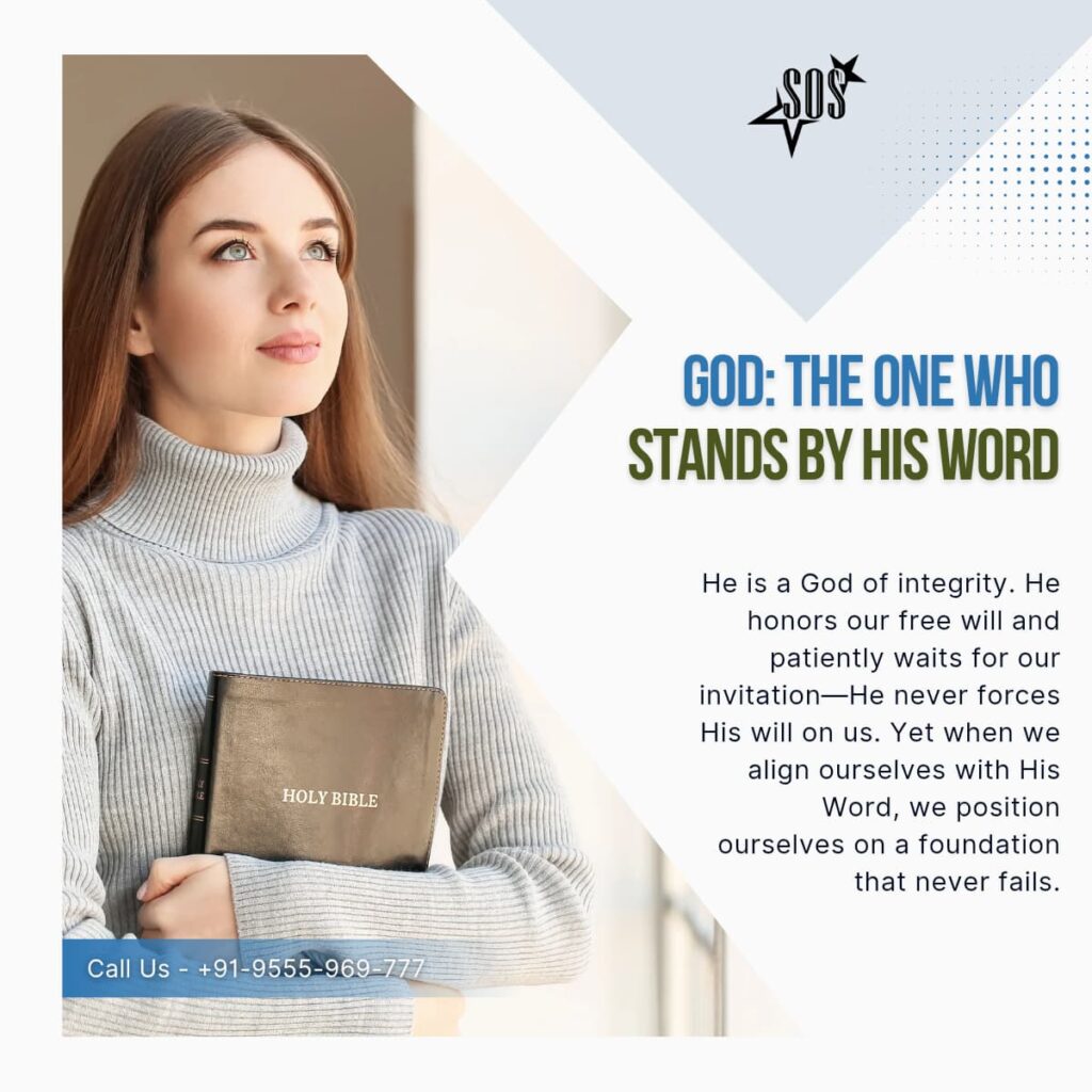 A young woman holding a Bible with trust in God’s promises Caption: Trusting the God who stands by His Word
