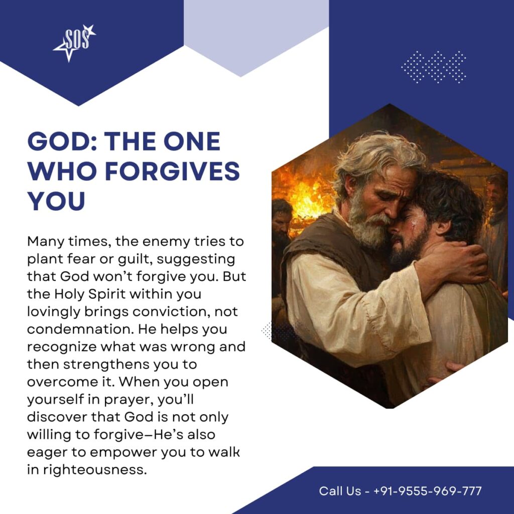 God forgiving a repentant believer with love and restoration