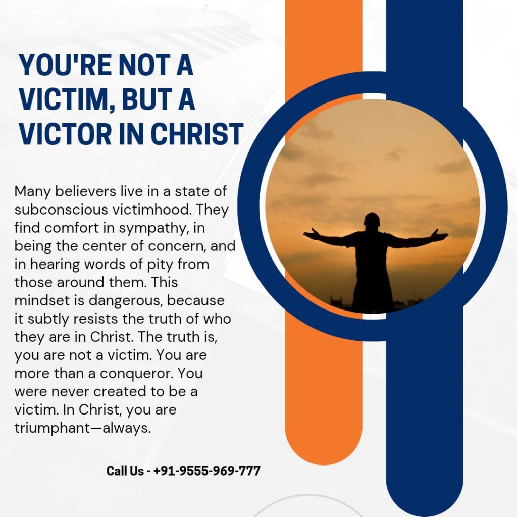 A believer raising arms in victory at sunset, symbolizing triumph in Christ