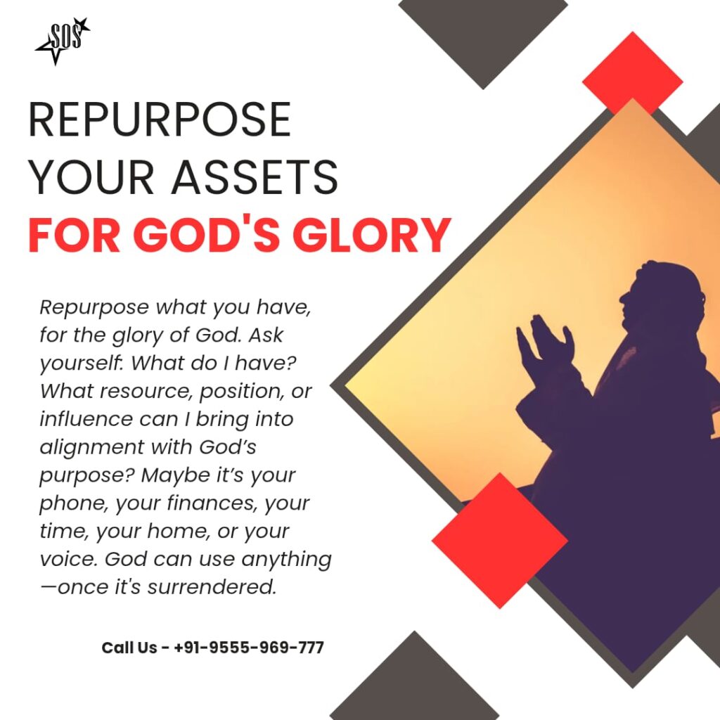 A symbolic devotional image of people surrendering their resources to God for His glory