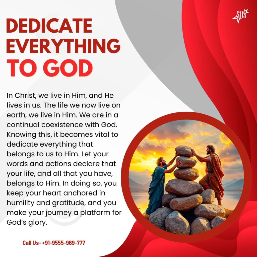 Two men stacking stones at sunset, symbolizing dedication and offering everything to God.