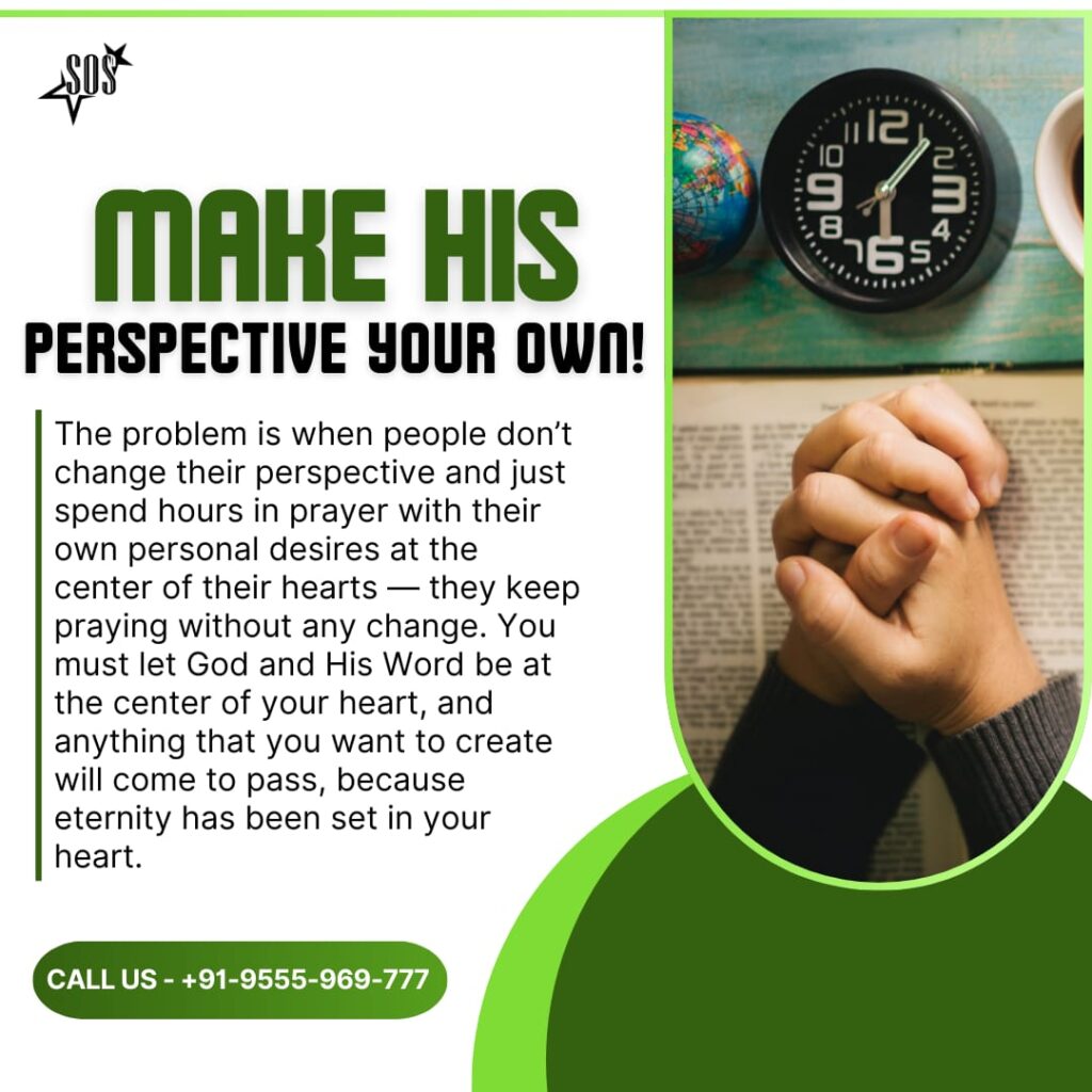 A Christian devotional message image with the text "Make His Perspective Your Own" by Pastor Zion about aligning perspective with God’s Word.