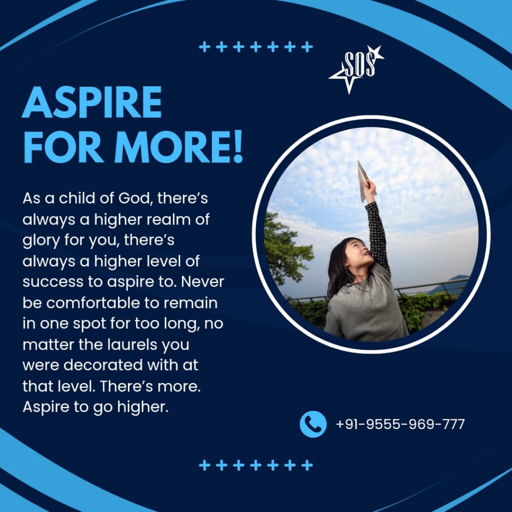 Aspire for More poster encouraging spiritual growth, success and ever-increasing glory in Christ