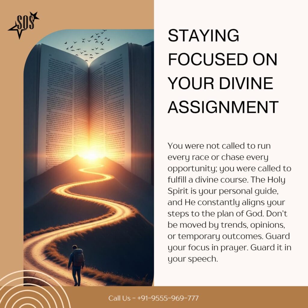 A believer walking with focus and purpose on a golden path, symbolizing divine direction and guidance by the Holy Spirit.