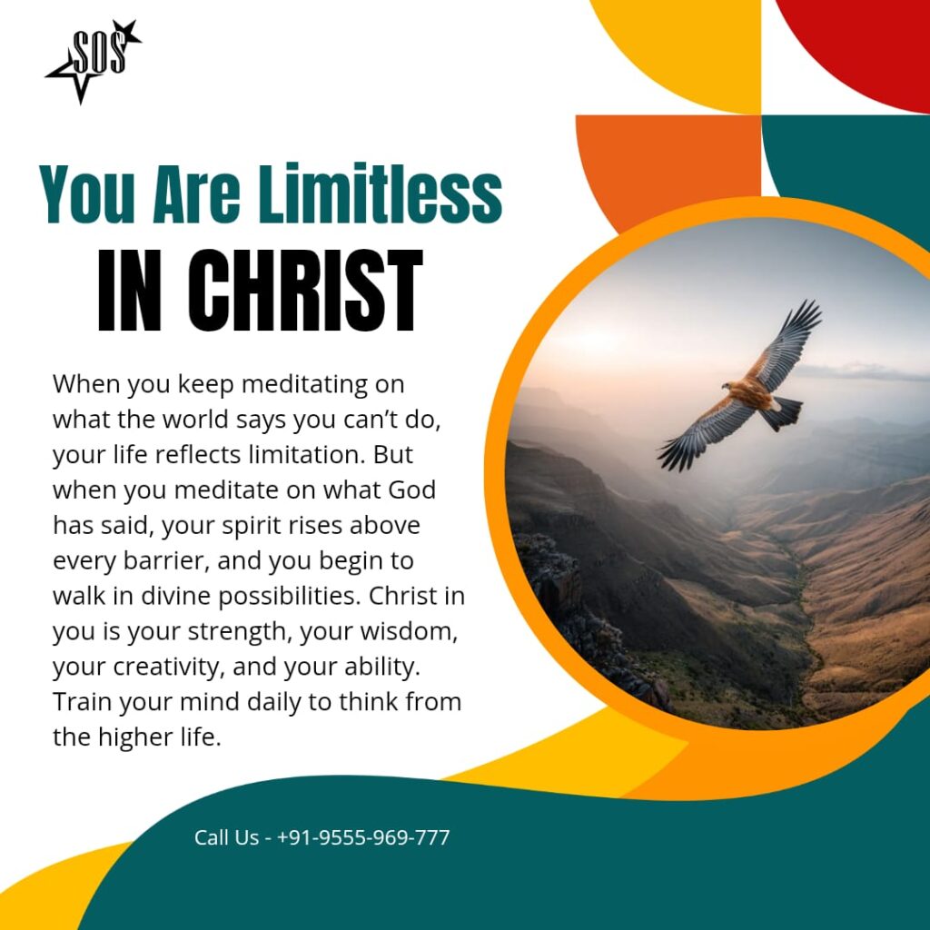 An eagle flying above mountains symbolizing the limitless life in Christ