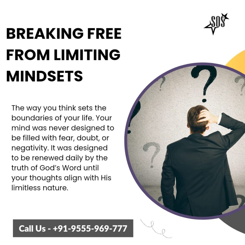 Breaking free from limiting mindsets Christian devotional image.