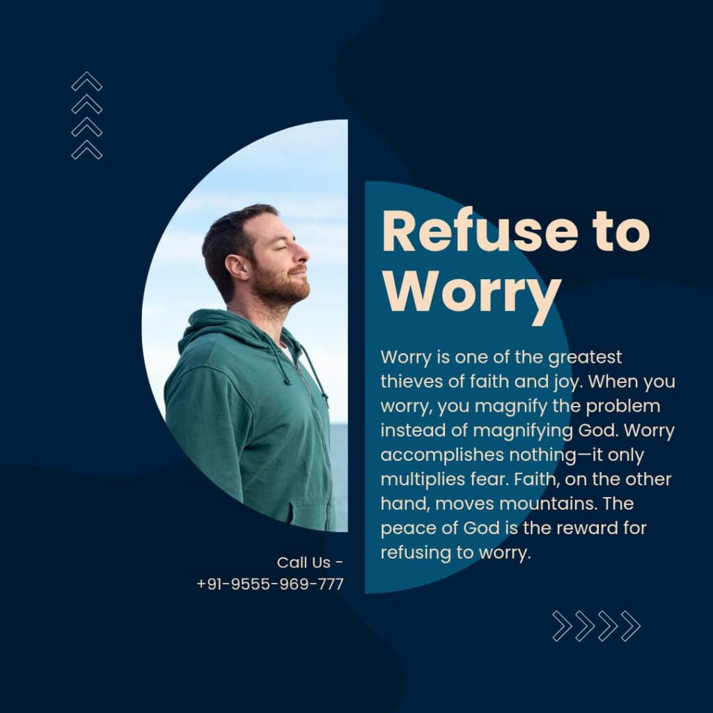 Christian artwork showing peace through faith in God, symbolizing freedom from worry and trust in Jesus.