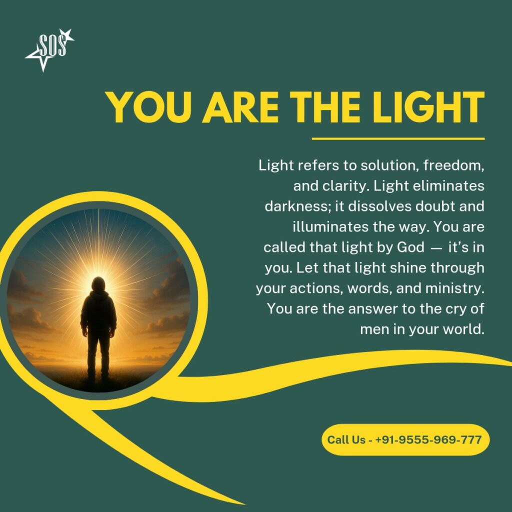 Believer shining with the light of Christ, illustrating Matthew 5:14–16 about being the light of the world.