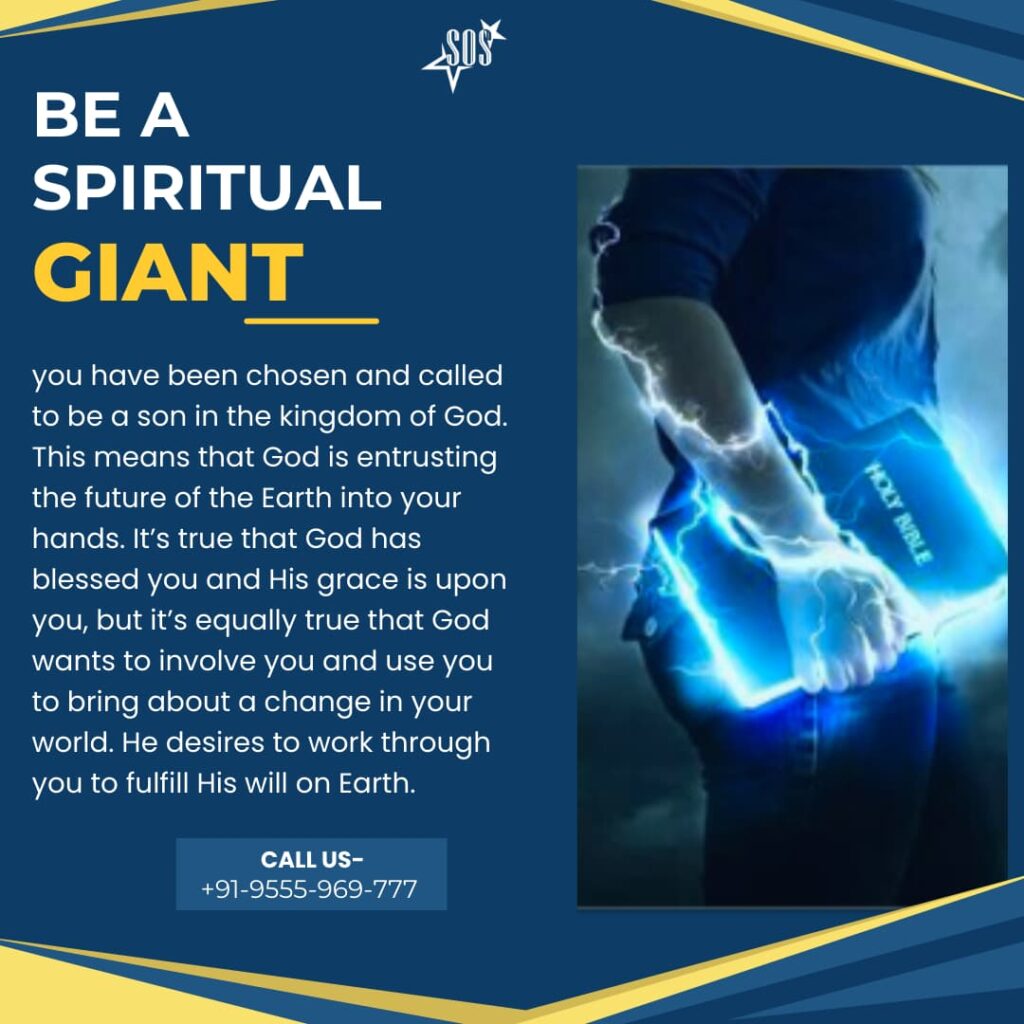 Person holding a glowing Bible with spiritual power symbolizing becoming a spiritual giant according to Romans 8:19