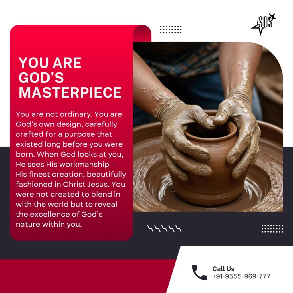 Hands shaping clay symbolizing God crafting His masterpiece.