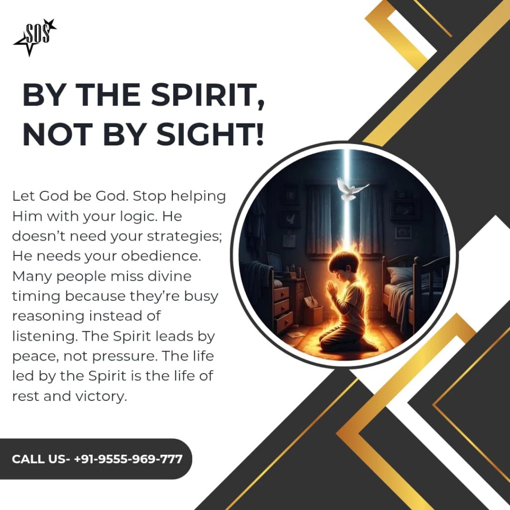 A person praying under divine light with a dove symbolizing the Holy Spirit’s guidance and walking by faith not sight