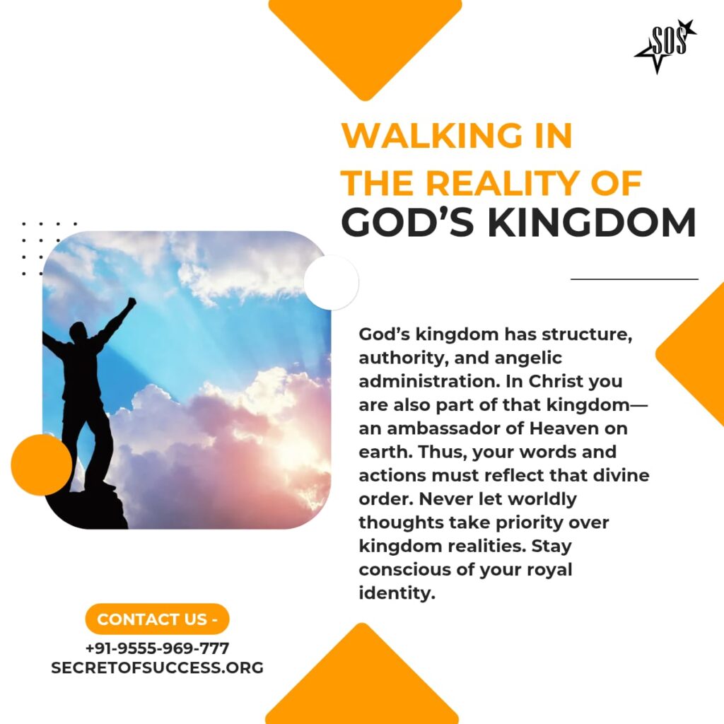 person standing under heavenly light representing the reality of God’s Kingdom