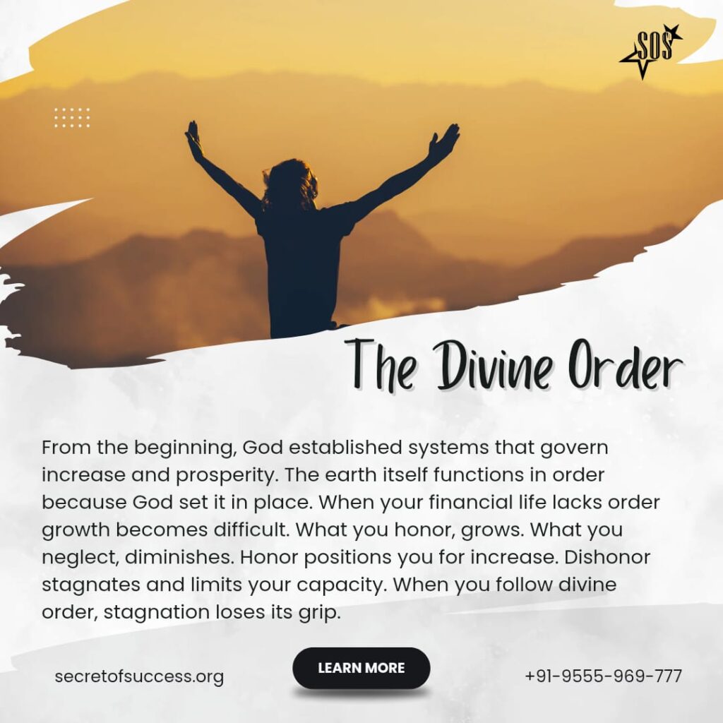 Person lifting hands at sunrise representing divine order and spiritual financial alignment