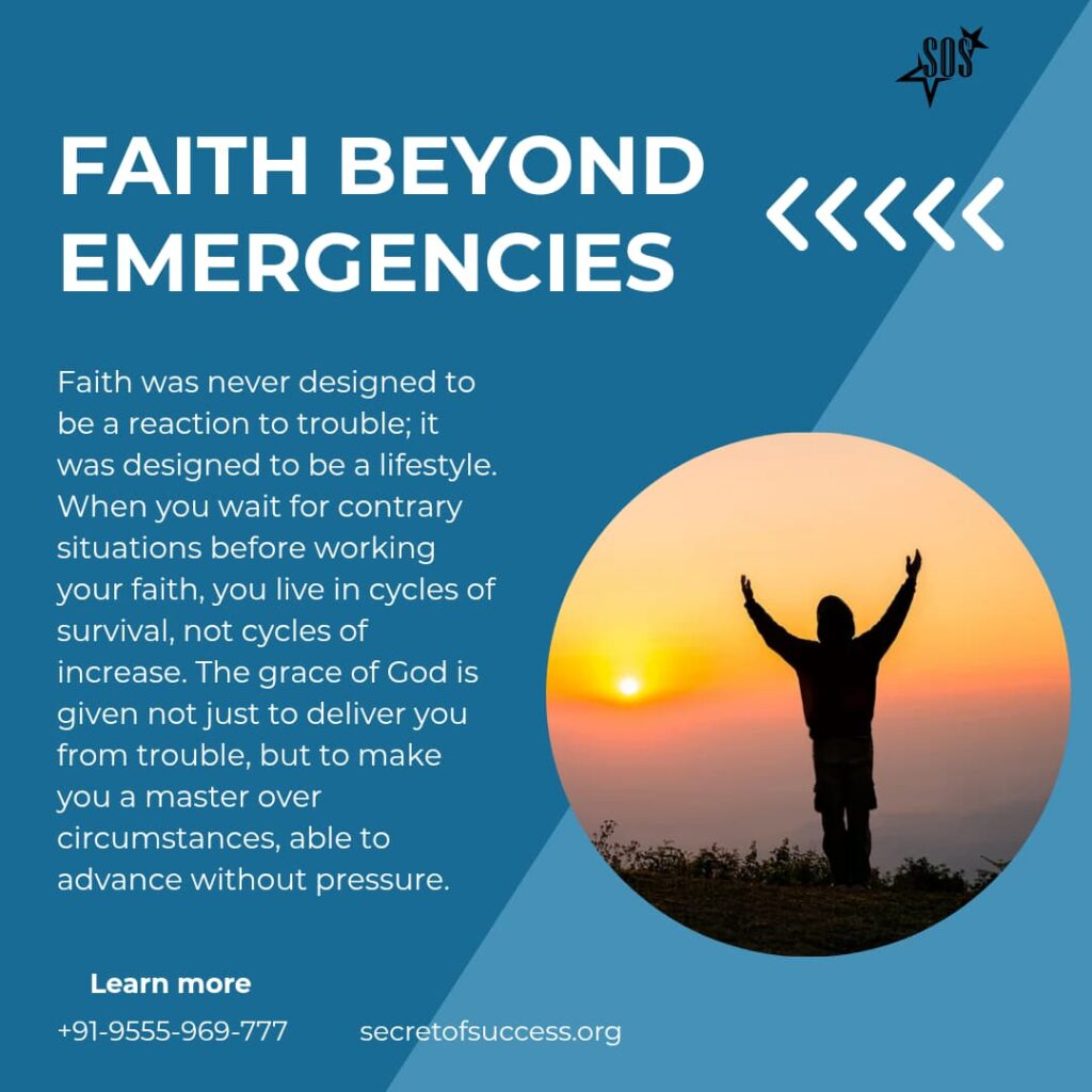 Silhouette of a person lifting hands at sunrise symbolizing daily faith beyond emergencies.