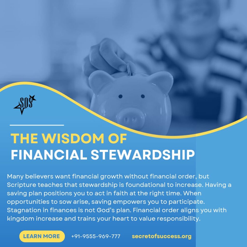 Christian financial stewardship image showing saving and biblical principles on managing money.