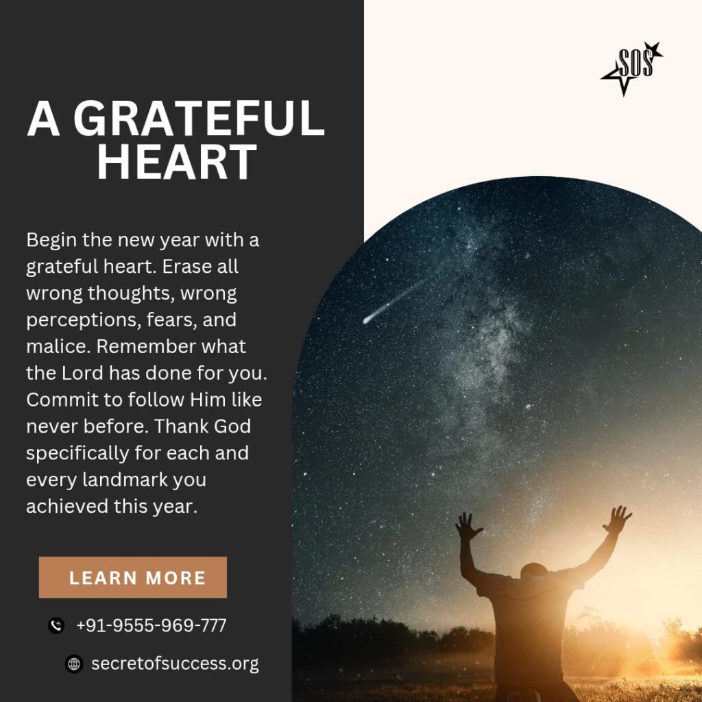 A grateful heart expressing biblical thanksgiving through prayer and worship