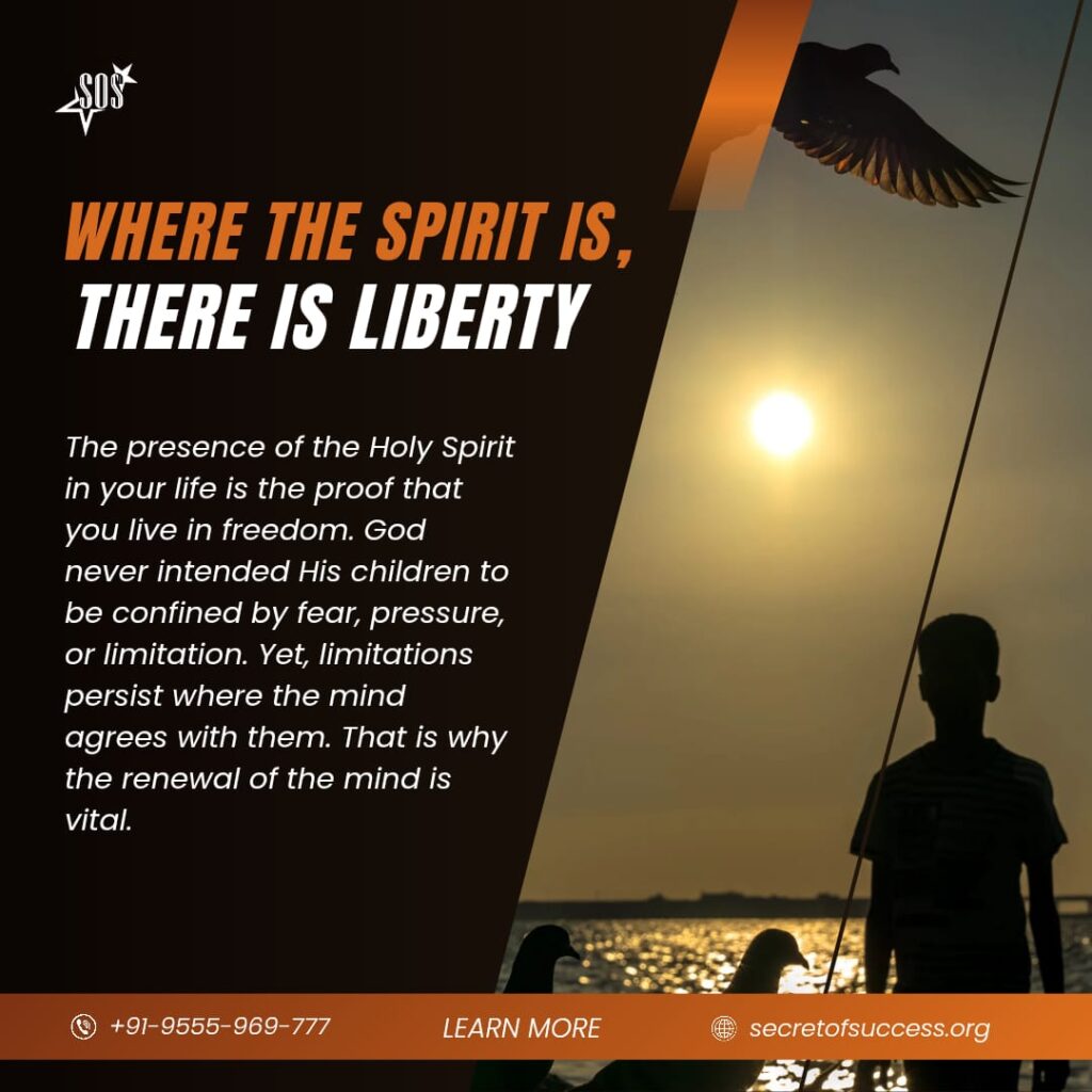 Silhouette at sunset symbolizing freedom and liberty through the presence of the Holy Spirit