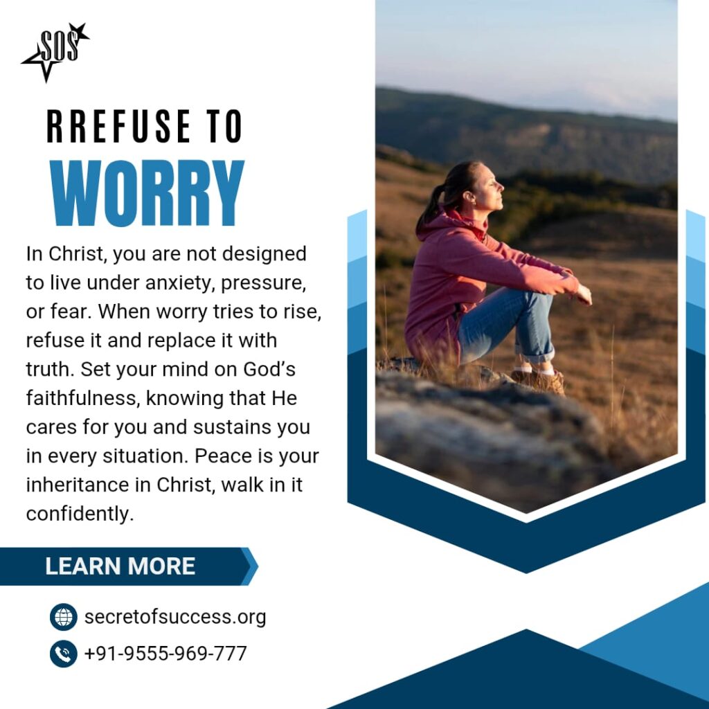 Believer sitting peacefully outdoors symbolizing freedom from worry and trust in God