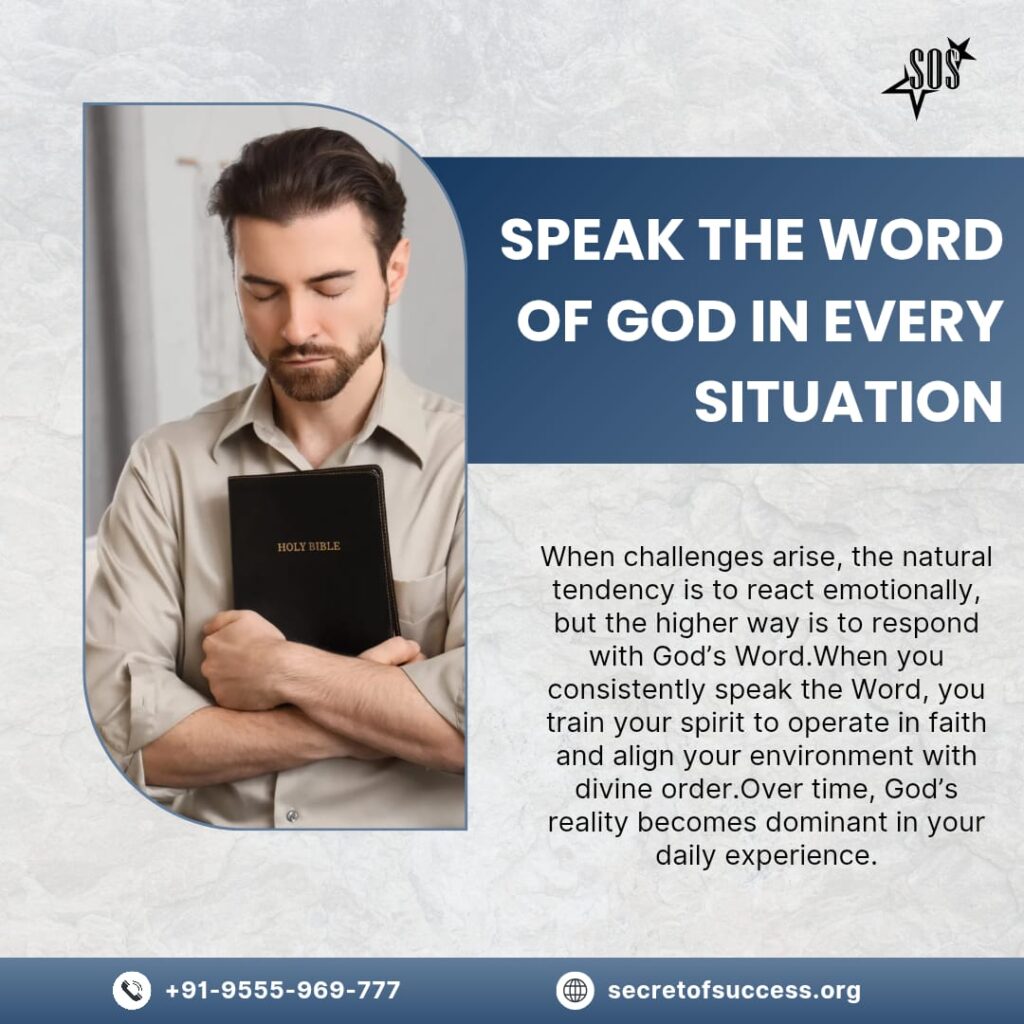 Man holding a Bible, symbolizing speaking God’s Word in every situation with faith and authority