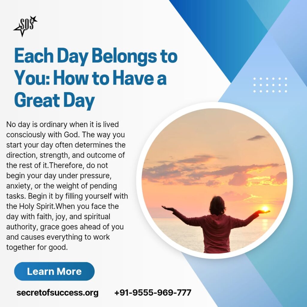 Christian starting the day with God in prayer and Holy Spirit power