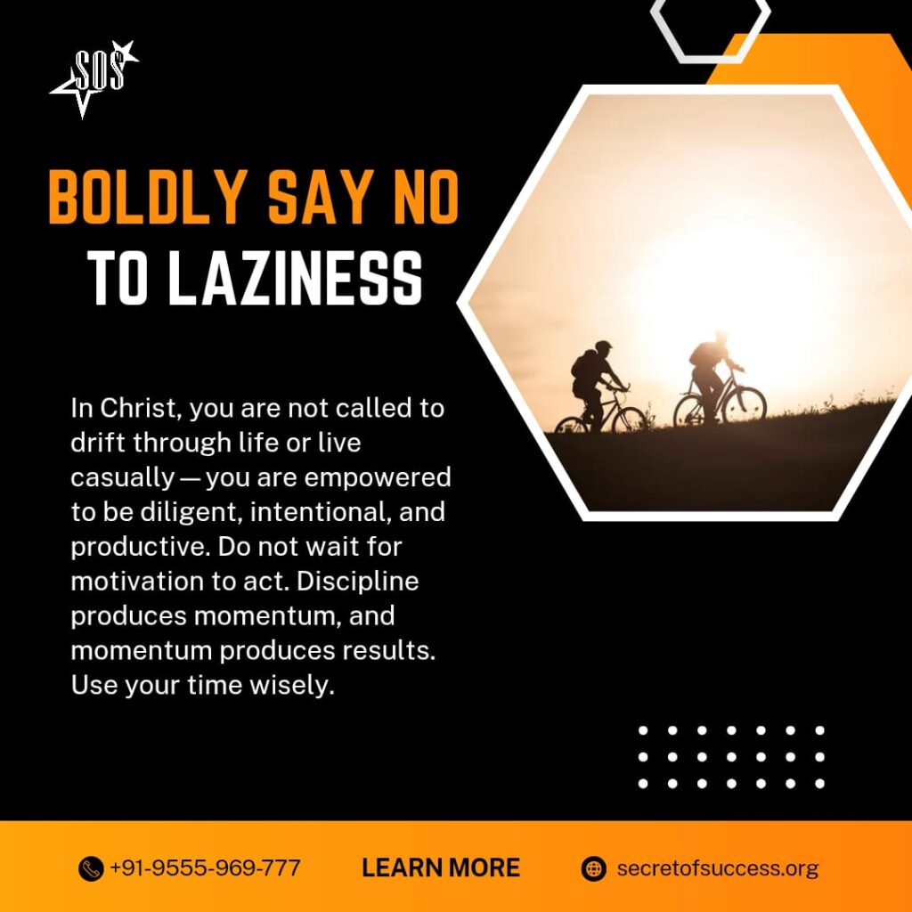 Silhouettes of two cyclists riding uphill at sunrise symbolizing diligence, discipline, and saying no to laziness