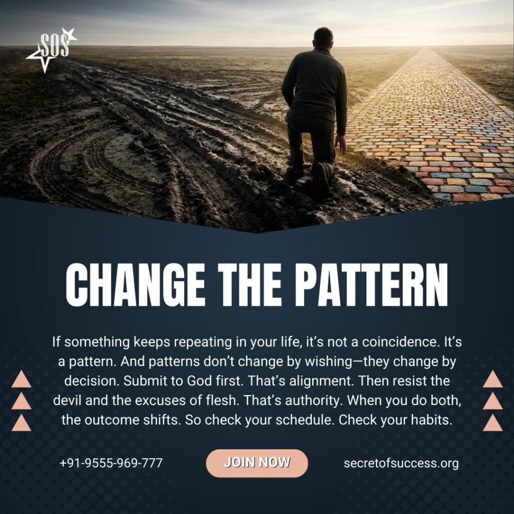 Christian motivational graphic encouraging believers to break negative life patterns through submission to God and spiritual authority, based on James 4:7.