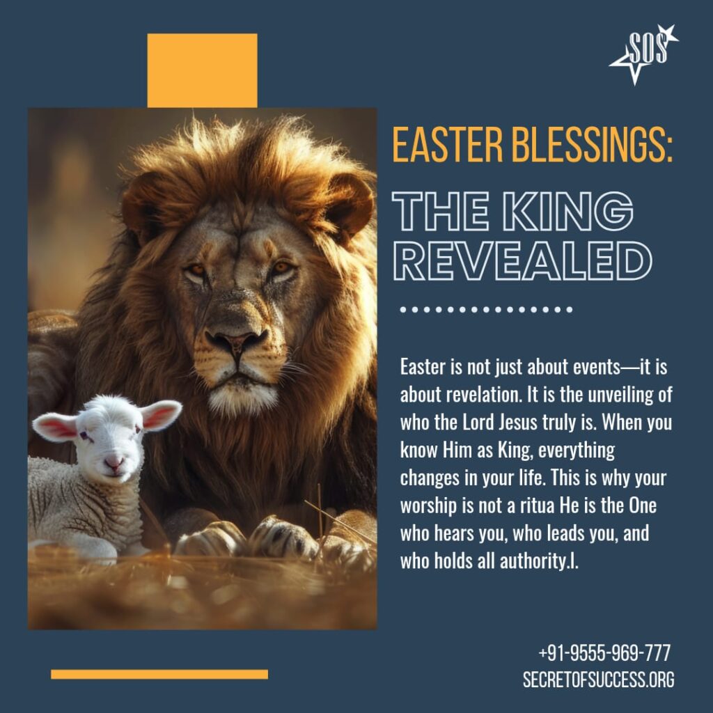 Lion and lamb symbolizing Jesus Christ as King revealed during Easter Alpha and Omega