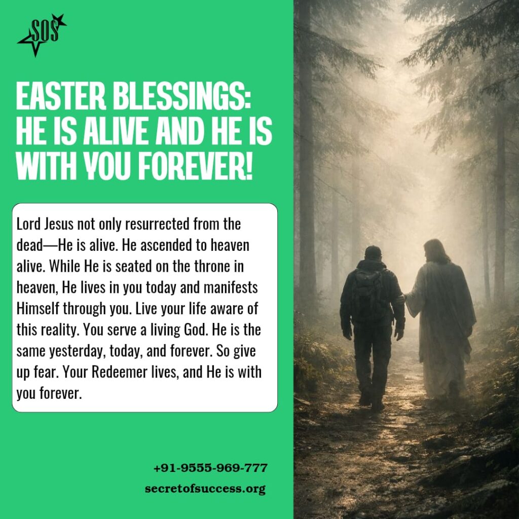 Jesus Christ walking with believer symbolizing He is alive and always with us
