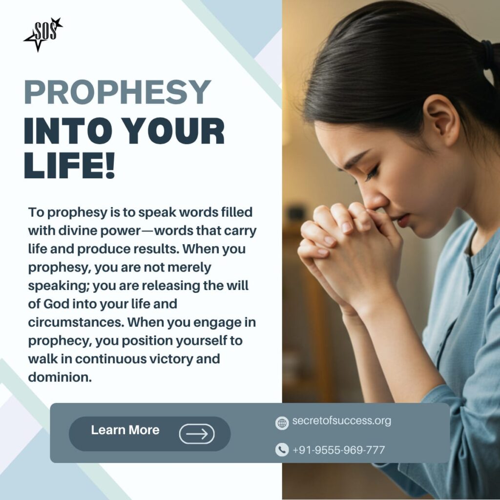 Christian woman praying and declaring God’s Word with faith and prophetic authority