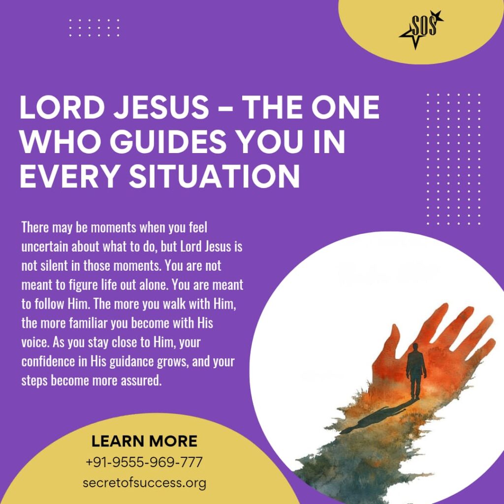 Jesus guiding a person in life path spiritual illustration