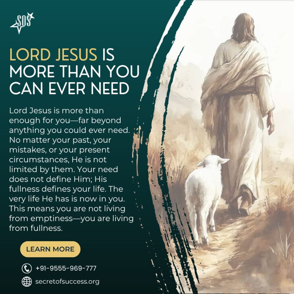 Jesus walking with a sheep symbolizing fullness and completeness in Christ