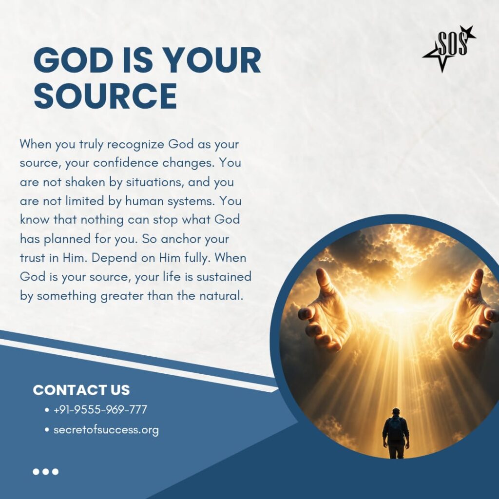 God is your source illustration with heavenly light and hands symbolizing divine provision Philippians 4 19