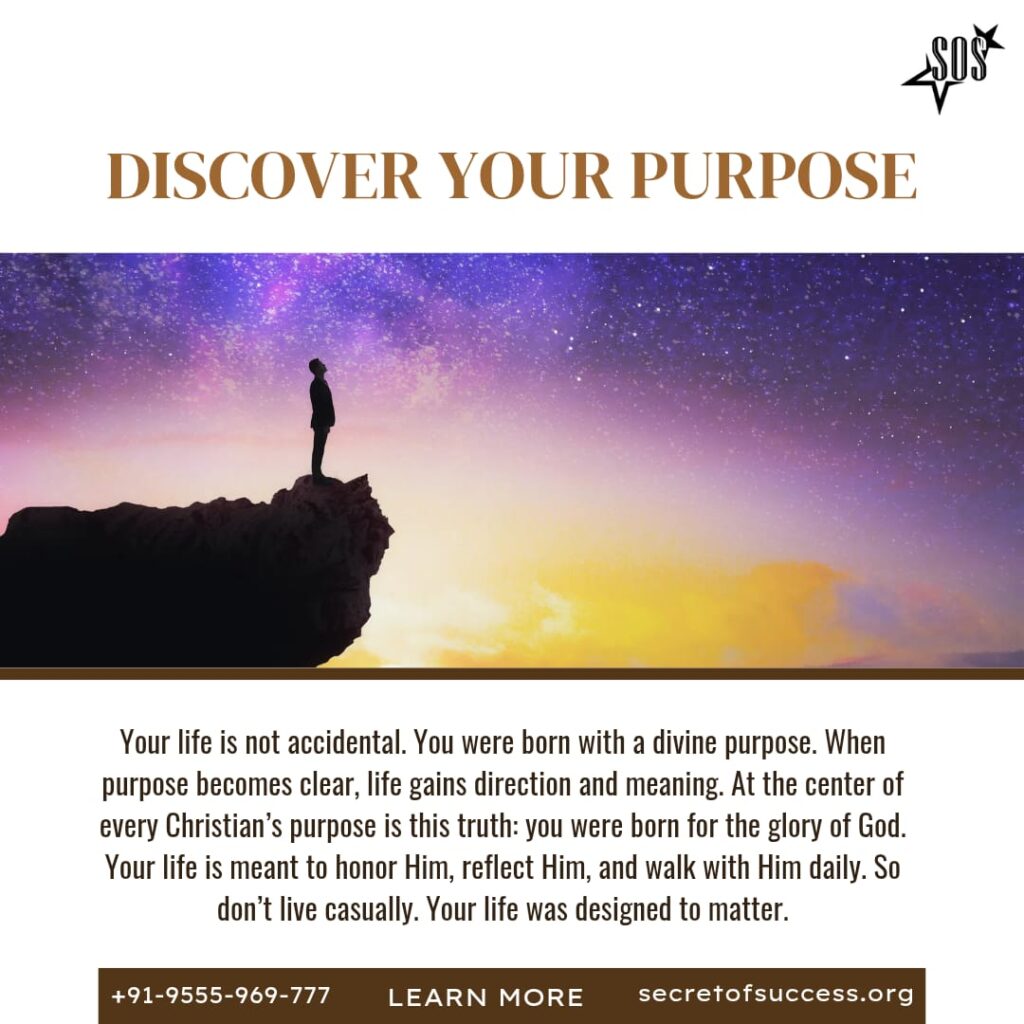 Person standing on cliff looking at sky representing discovering God’s purpose