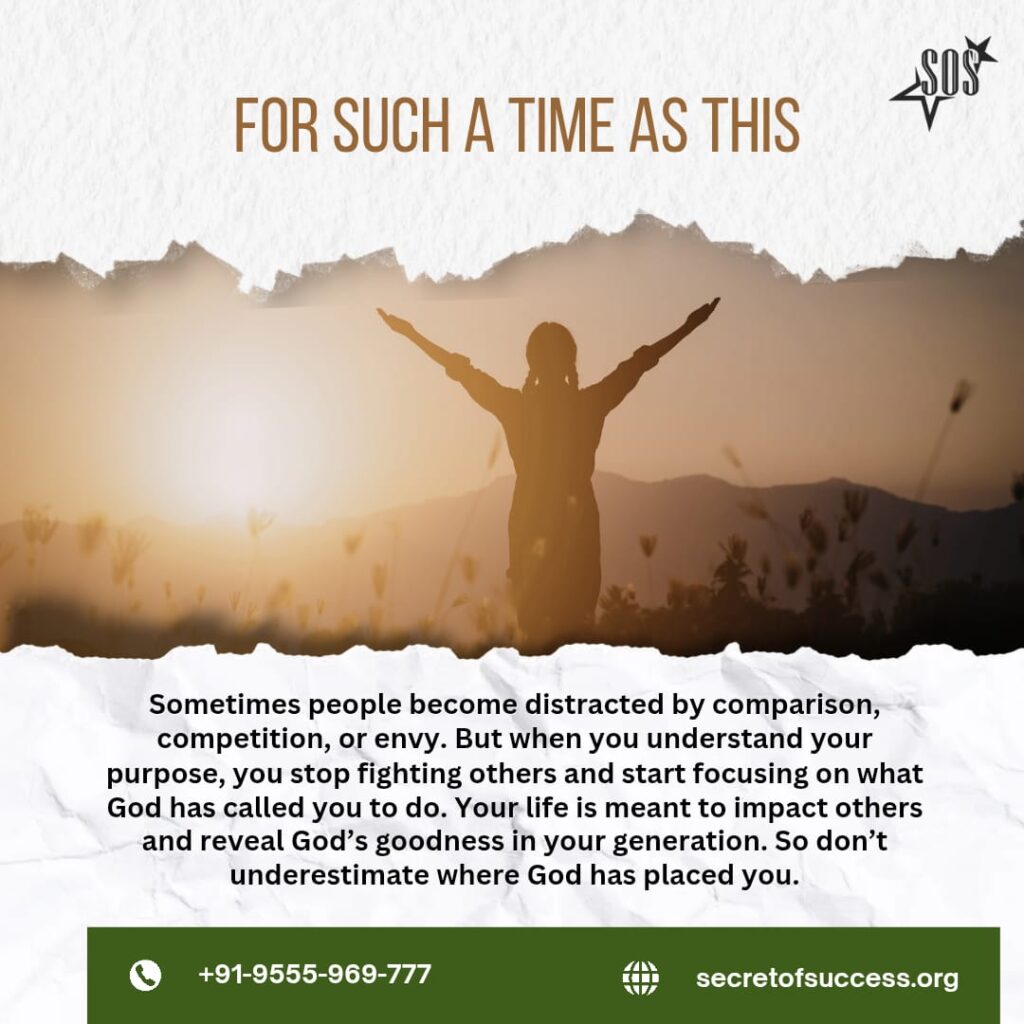 Christian devotional image with the message “For Such a Time as This” based on Esther 4:14 about divine purpose and God’s timing.