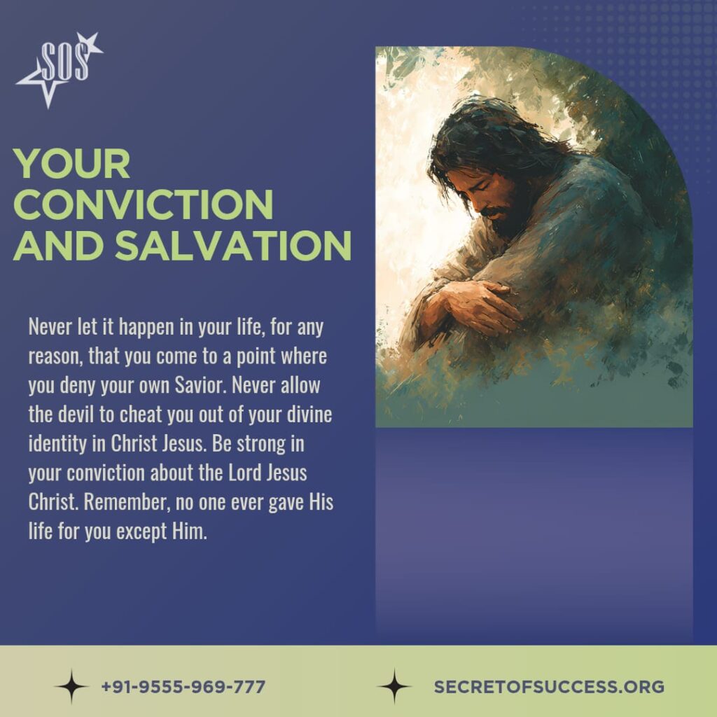 Jesus Christ devotional illustration about conviction, faith, identity in Christ, and salvation based on Matthew 10:33.