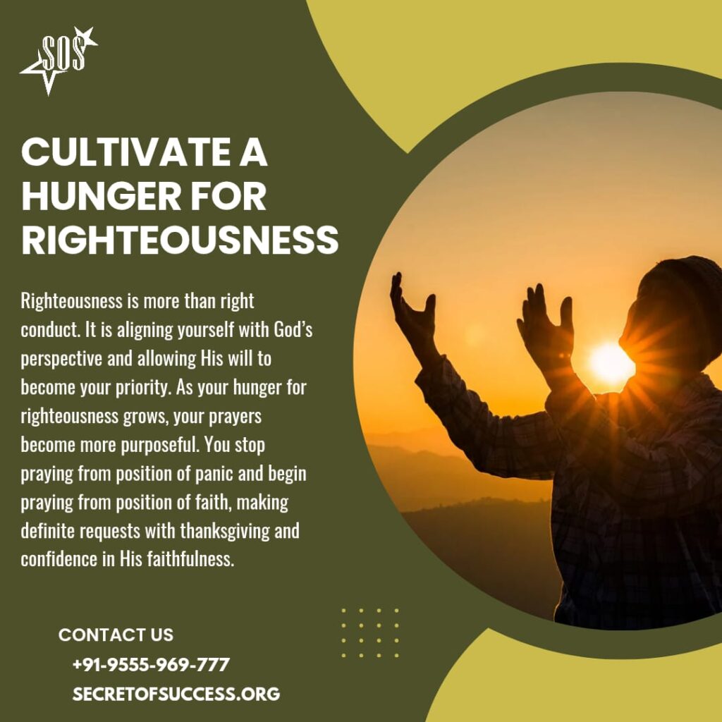 Believer worshipping at sunrise representing hunger and thirst for righteousness based on Matthew 5:6 Christian devotional.