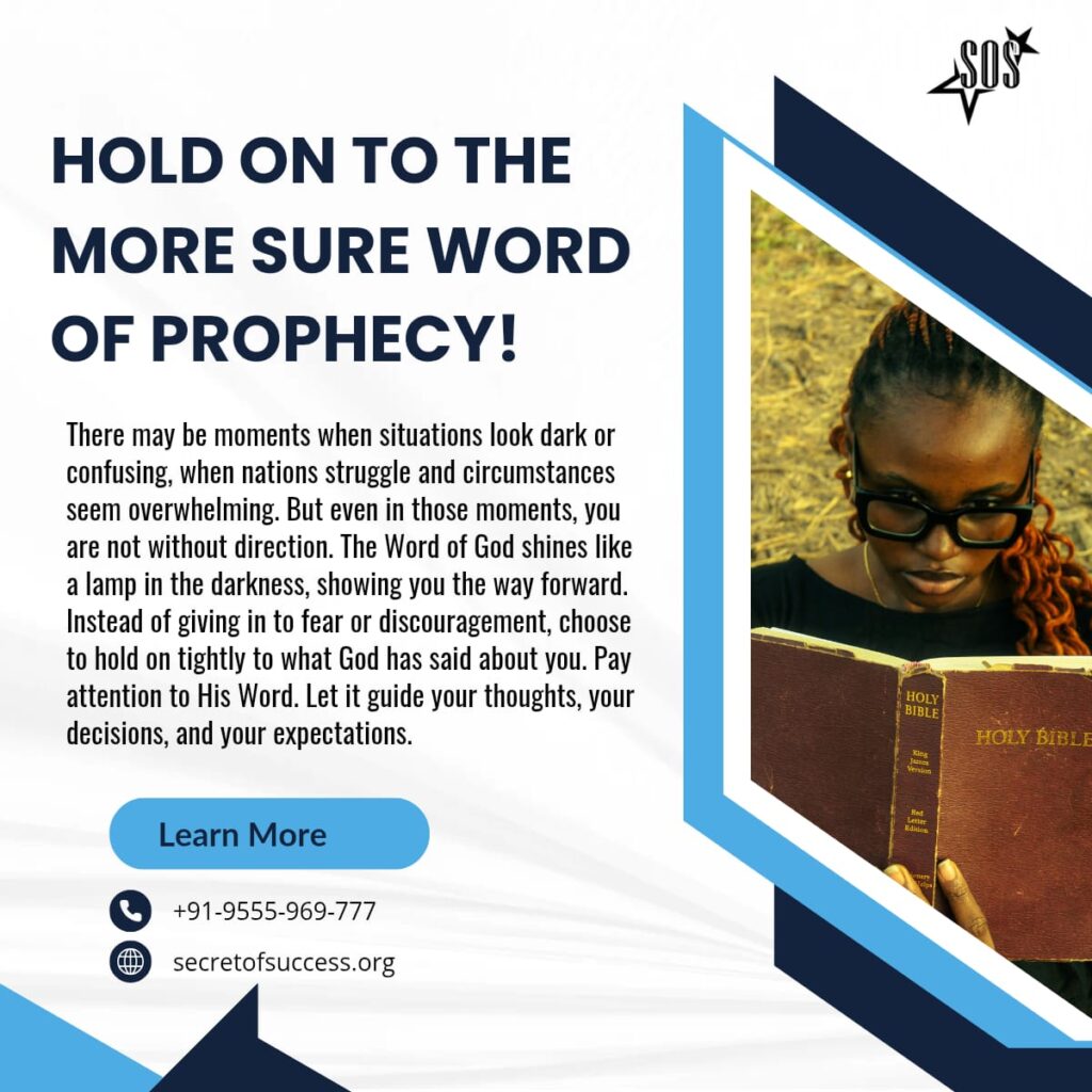 A Christian woman reading the Holy Bible representing holding on to God's sure Word of prophecy based on 2 Peter 1:19.