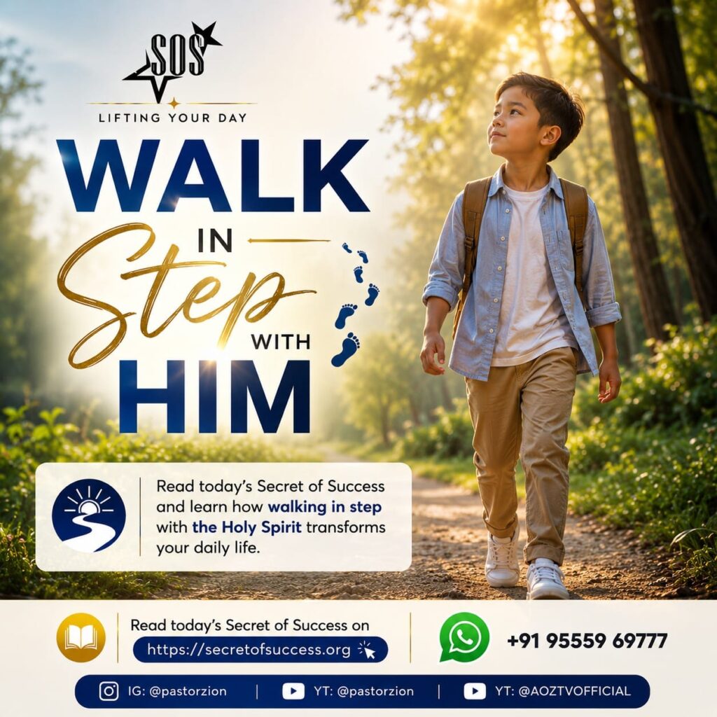 A young boy walking on a forest path symbolizing walking in step with the Holy Spirit according to Galatians 5:18.