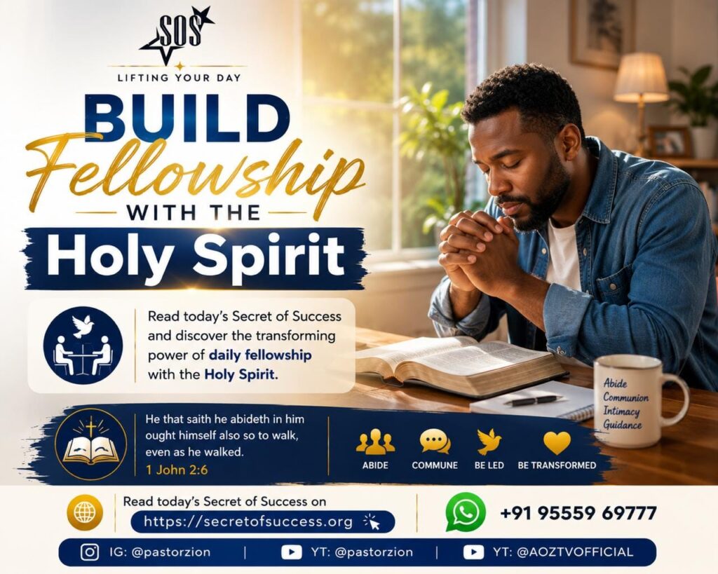 Man praying with an open Bible to build fellowship with the Holy Spirit