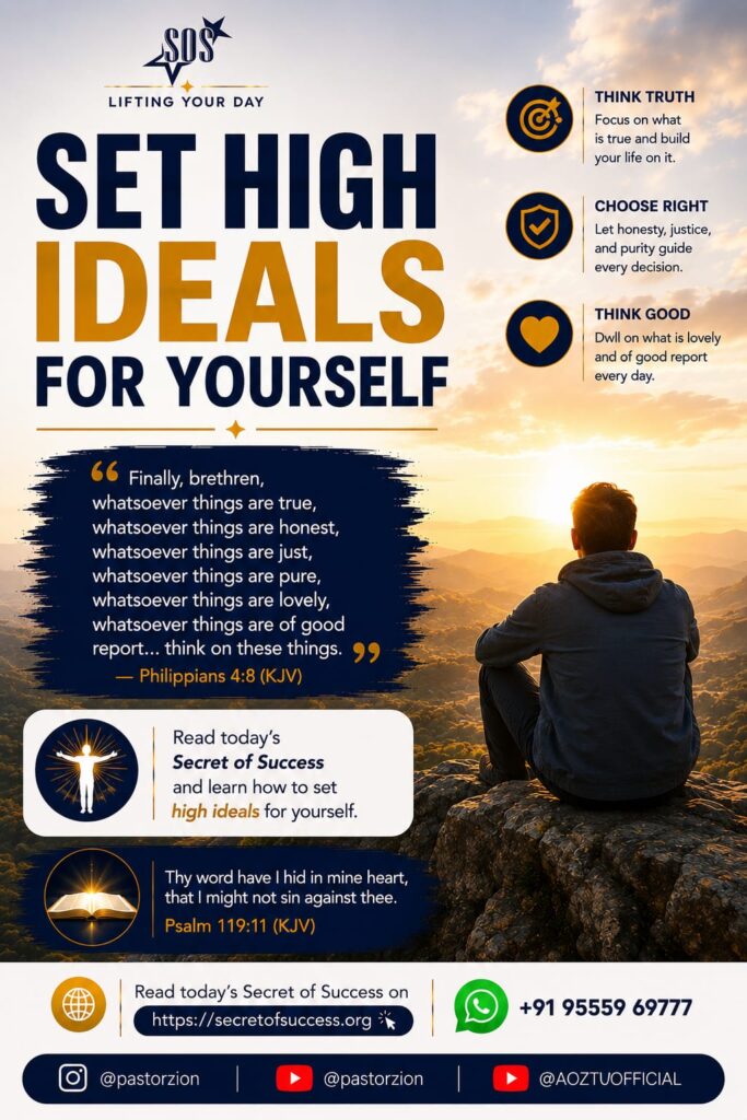Set High Ideals for Yourself – Secret of Success devotional
